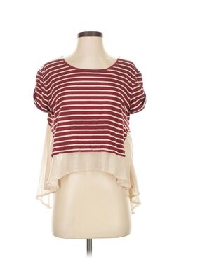 Free People Small Red Striped Flowy Top Ruffle Back